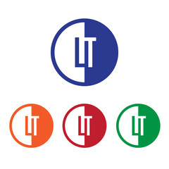 LT initial circle half logo blue,red,orange and green color