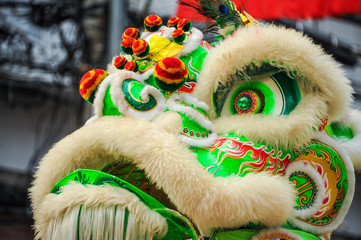 Closeup Chinese lion mask