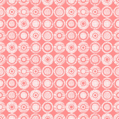 Fototapeta premium Seamless vector geometrical pattern with circles pastel endless background with hand drawn textured geometric figures. Graphic illustration, print for wrapping, background, cover, surface