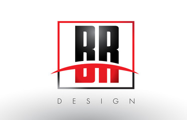 BR B R Logo Letters with Red and Black Colors and Swoosh.