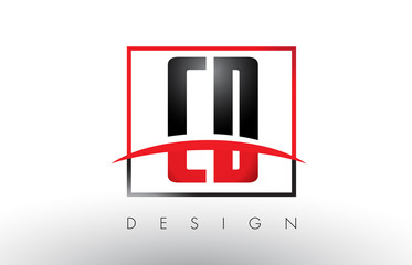 CD C D Logo Letters with Red and Black Colors and Swoosh.