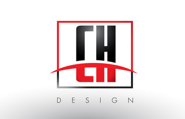 CH C H Logo Letters with Red and Black Colors and Swoosh.