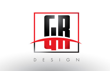 GR G R Logo Letters with Red and Black Colors and Swoosh.