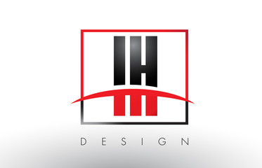 IH I H Logo Letters with Red and Black Colors and Swoosh.