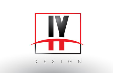 IY I Y Logo Letters with Red and Black Colors and Swoosh.