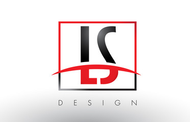 LS L S Logo Letters with Red and Black Colors and Swoosh.
