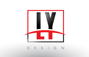 LY L Y Logo Letters with Red and Black Colors and Swoosh.