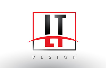 Obraz premium LT L T Logo Letters with Red and Black Colors and Swoosh.