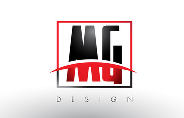 MG M G Logo Letters with Red and Black Colors and Swoosh.