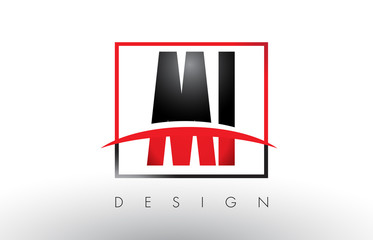 MI M I Logo Letters with Red and Black Colors and Swoosh.