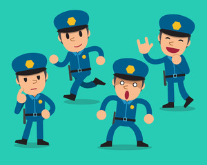 Cartoon policeman character poses