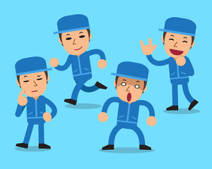 Cartoon technician character poses