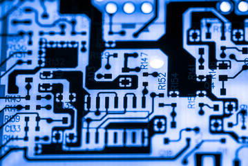 Abstract,close up of Electronic Circuits in Technology on Mainboard computer background 
(logic board,cpu motherboard,Main board,system board,mobo)