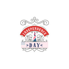 Fourth of July, United Stated independence day - Handmade template. Isolated vector object logo is a badge for your design
