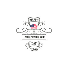 Fourth of July, United Stated independence day - Handmade template. Isolated vector object logo is a badge for your design