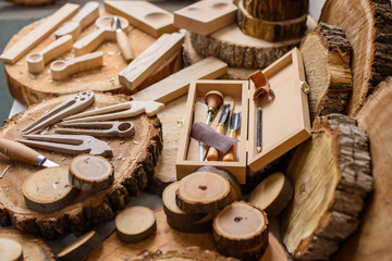 wood carver's work place