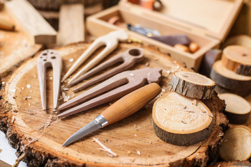 wood carver's work place