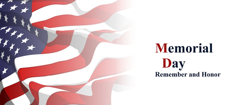 memorial day remember and honor on waving american flag card
