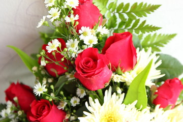 A bouquet or red roses on a white background.valentine's day
