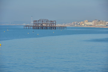 The rotting shell of the West Pier at Brighton.