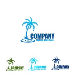 Fototapeta premium Palm Tree Water Organic Logo