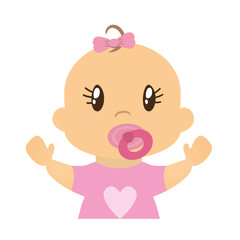 Fototapeta na wymiar cute baby girl icon over white background. colorful design. vector illustration