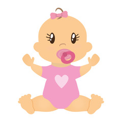 cute baby girl icon over white background. colorful design. vector illustration