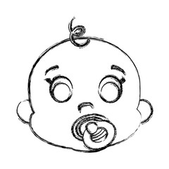 Obraz premium cute baby boy face icon over white background. vector illustration