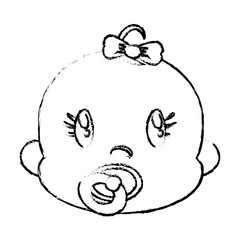 cute baby girl face icon over white background. vector illustration