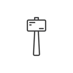 Wooden mallet line icon, outline vector sign, linear style pictogram isolated on white. Symbol, logo illustration. Editable stroke. Pixel perfect