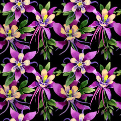 Wildflower orchid flower pattern in a watercolor style isolated.