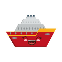 Obraz premium kawaii cruise icon over white background. colorful design. vector illustration