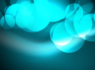 Shiny glowing glass circles, modern futuristic background template