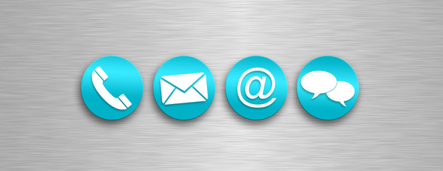 Contact us icons on a silver background