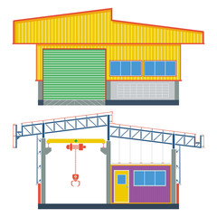 Warehouse building, transport factory,vector illustration