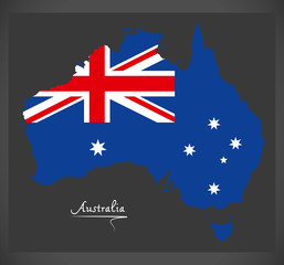 Australia map with Australian national flag illustration