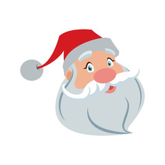 santa clause face with beard and hat. cartoon christmas character cute father frost vector illustration