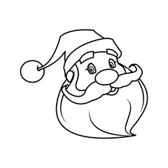 santa clause face with beard and hat. cartoon christmas character cute father frost vector illustration