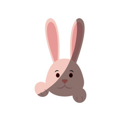 cute easter bunny face icon over white background. colorful design. vector illustration