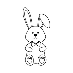 cute easter rabbit icon over white background. vector illustration