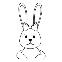 cute easter bunny face icon over white background. vector illustration