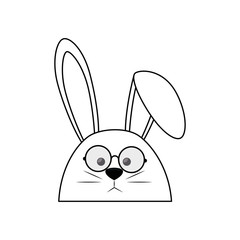 cute easter bunny face icon over white background. vector illustration