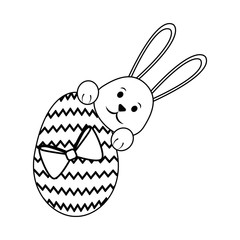 cute rabbit with easter egg icon over white background. vector illustration
