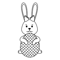 cute rabbit with easter egg icon over white background. vector illustration
