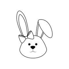 cute easter bunny face icon over white background. vector illustration