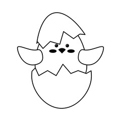 Obraz premium cute chicken in a eggshells icon over white background. vector illustration