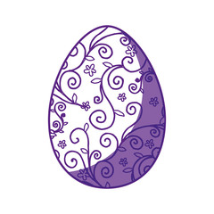 floral easter egg icon over white background. vector illustration