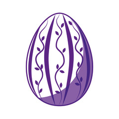 floral easter egg icon over white background. vector illustration