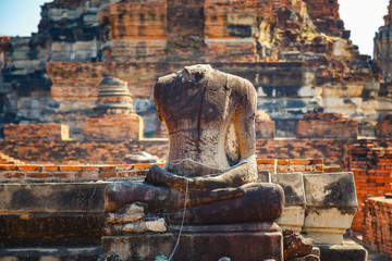Fototapeta na wymiar Wat Phra Ram Temple in Ayuthaya Historical Park, a UNESCO world heritage site in Thailand