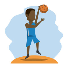 Fototapeta premium color scene with faceless basketball player vector illustration